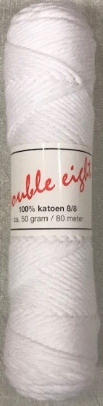 Cotton doubele eight 8/8, katoenen breigaren/haakgaren, 50 gram, wit