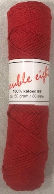 Cotton doubele eight 8/8, katoenen breigaren/haakgaren, 50 gram, rood