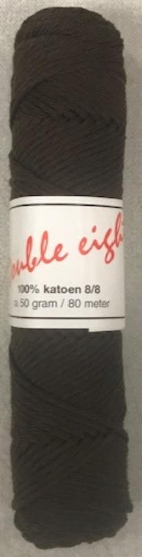 Cotton doubele eight 8/8, katoenen breigaren/haakgaren, 50 gram, donkerbruin