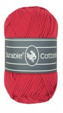 Durable cotton 8, katoenen breigaren/haakgaren, 50 gram, 316 rood