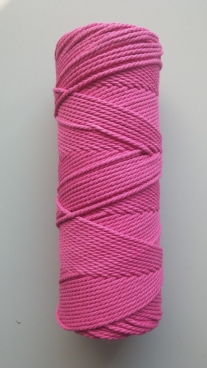 Macramegaren/macrametouw/katoenkoord, 2,5 mm, 75 meter, roze