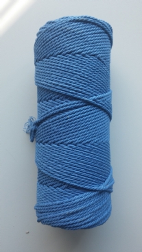 Macramegaren/macrametouw/katoenkoord, 2.5 mm, 75 meter, blauw