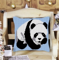 Kussenpakket in kruissteek, 40x40cm, panda
