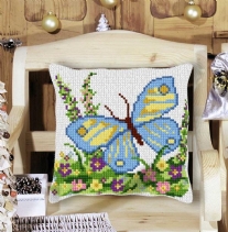Kussenpakket in kruissteek, 40x40cm, vlinder