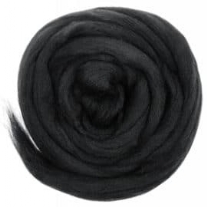 Viltwol/merino lontwol, 50 gram, zwart