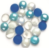 Glasnuggets, 20mm, 200 gram, mix blauw-wit