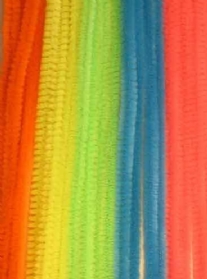 Chenilledraad, 6 mm, 30 cm 20 stuks assortiment neonkleuren
