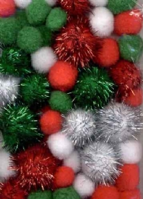 Pompoentjes/pompons/pompoms, kerst, maten 20 t/m 35 mm, 50 stuks