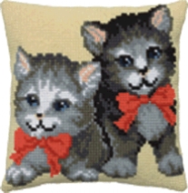Kussenpakket in kruissteek, 40x40cm, kittens