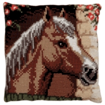 Kussenpakket in kruissteek, 40x40cm, paardenhoofd