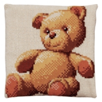 Kussenpakket in kruissteek, 40x40cm, teddybeer
