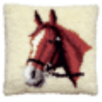 Kussenpakket in knooptechniek, 40x40cm, paardenhoofd