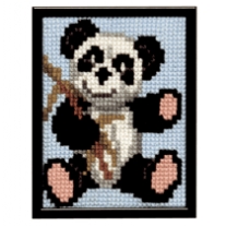 Kinder borduurpakket in kruissteek, 18 x 24 cm, panda