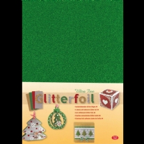 Zelfklevend glitterfolie, A4, groen, 4 vel
