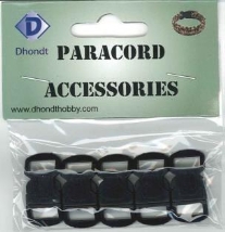 Paracord kliksluiting, 10 mm, 5 stuks, zwart