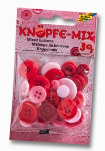 Kunststof knopen, 30 gram, kleurenmix rood
