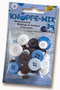 Kunststof knopen, 30 gram, kleurenmix blauw