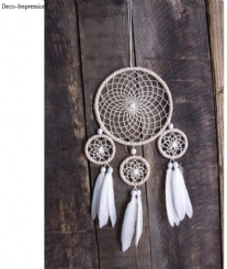 Dreamcatcher/dromenvanger,  complete set, wit/beige