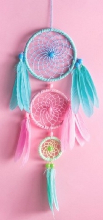 Dreamcatcher/dromenvanger, complete set, pastelkleuren