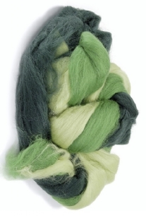 Viltwol/merino lontwol, 50 gram, kleurenmix groen
