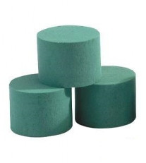 Groen steekschuim, oasis, rond 8x5cm, 3 stuks