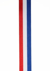 OUTLET Vlaggenlint / nationaal lint, 10 mm, 25 meter, rood-wit-blauw