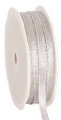 Brokaatlint, 6 mm, 50 meter, zilver