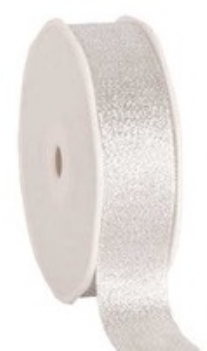 Brokaatlint, 25 mm, 20 meter, zilver