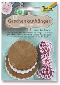 Labels/geschenkhangers, rond, 12 stuks