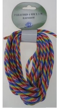 Paracord, 4 mm, 5 meter, regenboog