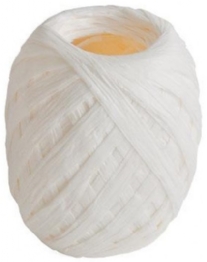 Papier raffia, 5 mm, 50 meter, wit