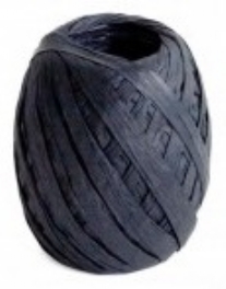 Papier raffia, 5 mm, 50 meter, zwart