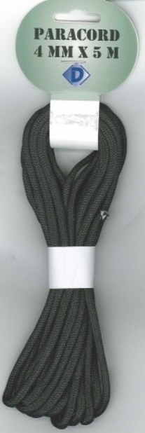 Paracord, 4 mm, 5 meter, zwart