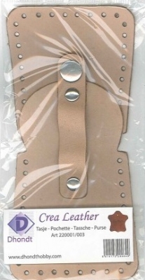 Tuigleren tasje met drukknoop, naturel, 7 x 7 cm