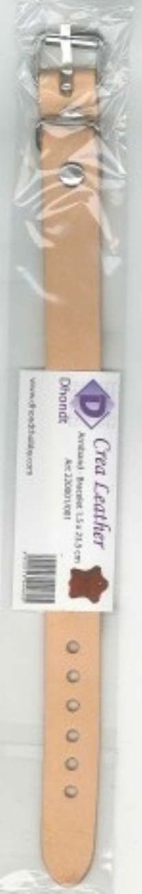 Leren armband, naturel, 15x235mm, met gespsluiting