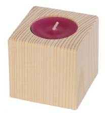 Houten kaarsenhouder kubus 6cm