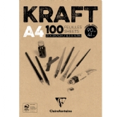 Kraft tekenblok van bruin papier 90gr, A4 100 vel