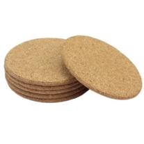 Kurken onderzetter, rond, 10 cm, dikte 3 mm, 6 stuks