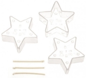 Kaarsengietvorm/kaarsengietmal, waxinelicht, 55 mm,  ster, 3 stuks