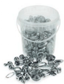 Metalen sierkralen antiek, 10-20mm, oudzilver, 500 gram