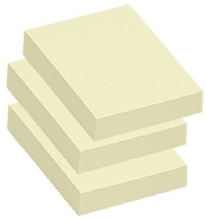 Zelfklevende memoblaadjes/Post it, 50x40mm, lichtgeel, 3 blokjes van 100 vel