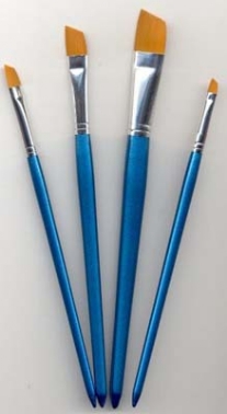 Synthetische penselen, schuine punt/beitelpunt, assortiment 4 stuks