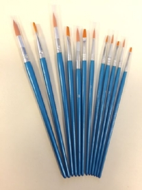 Synthetische penselen, rond en vlak, assortiment 12 stuks