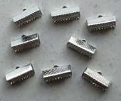 Kumihimo eindklemmen, platinum, 16x6mm, 8 stuks