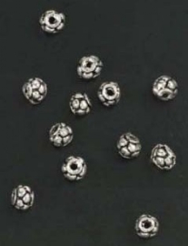 Metalen sierkraaltjes, oudzilver/antiek, rond, 5 mm, 15 stuks