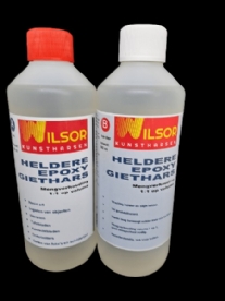 Heldere epoxy giethars 500 ml (2 x 250 ml), voor het aanbrengen van een transparante dikke coating