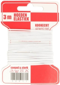 Rond elastiek, dikte 1,5 mm, lengte 3 meter, wit