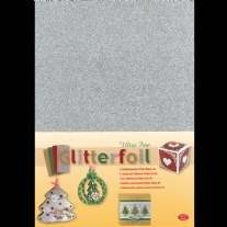 Zelfklevend glitterfolie, A4, zilver, 4 vel