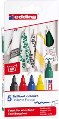 Edding 4500 textielstift 2-3 mm basis kleuren 5 st.