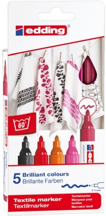 Edding 4500 textielstift 2-3 mm warme kleuren 5 st.